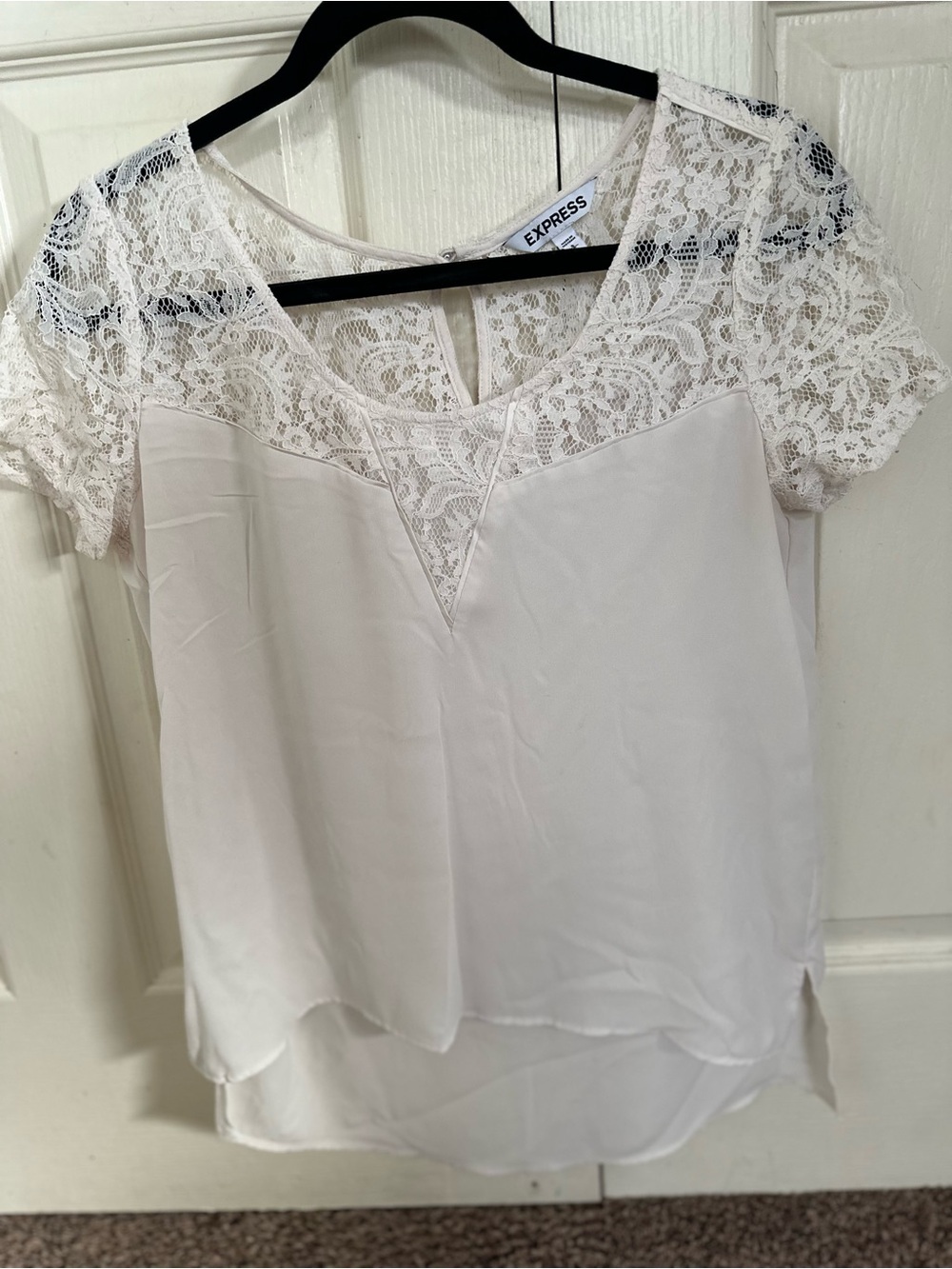 Express White Lace Yoke Blouse